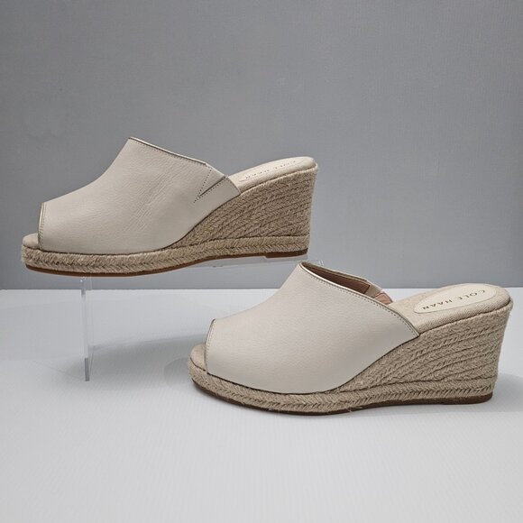NEW Cole Haan Cloudfeel Southcrest Wedge Espadrille Mule Ivory Leather Size 11 - Picture 2 of 12